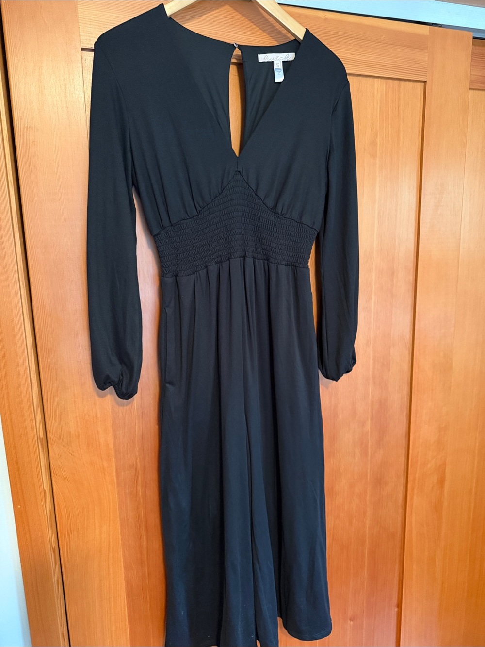 Anthropologie Long-Sleeve V-Neck Midi Jumpsuit -
